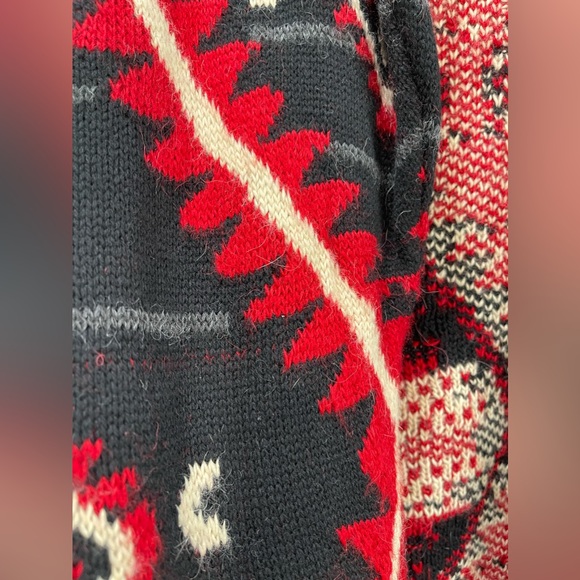 Lauren Ralph Lauren Cardigan Wool Long Duster Sweater Red Southwestern - Picture 4 of 6